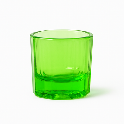 Green glass dappen dish for lash, brow and nail treatments
