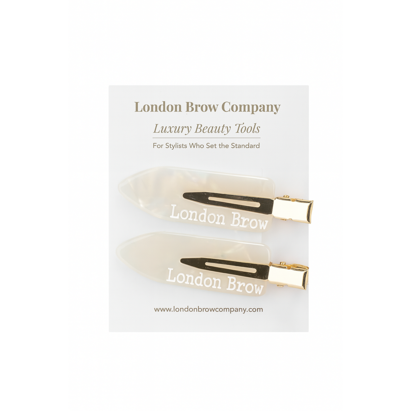 London Brow No-Crease Styling Clips – Pearl & Gold Marble (2 Pack)