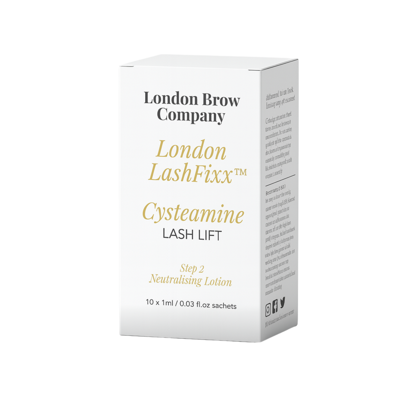 Box of London Brow Company LashFixx Cysteamine Lash Lift on a white background