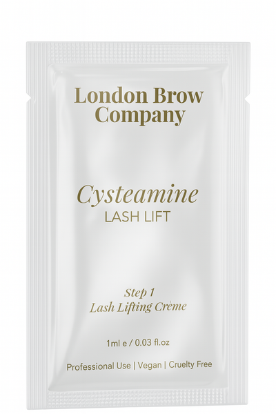 Packaging of London Brow Company Cysteamine Lash Lift on a white background
