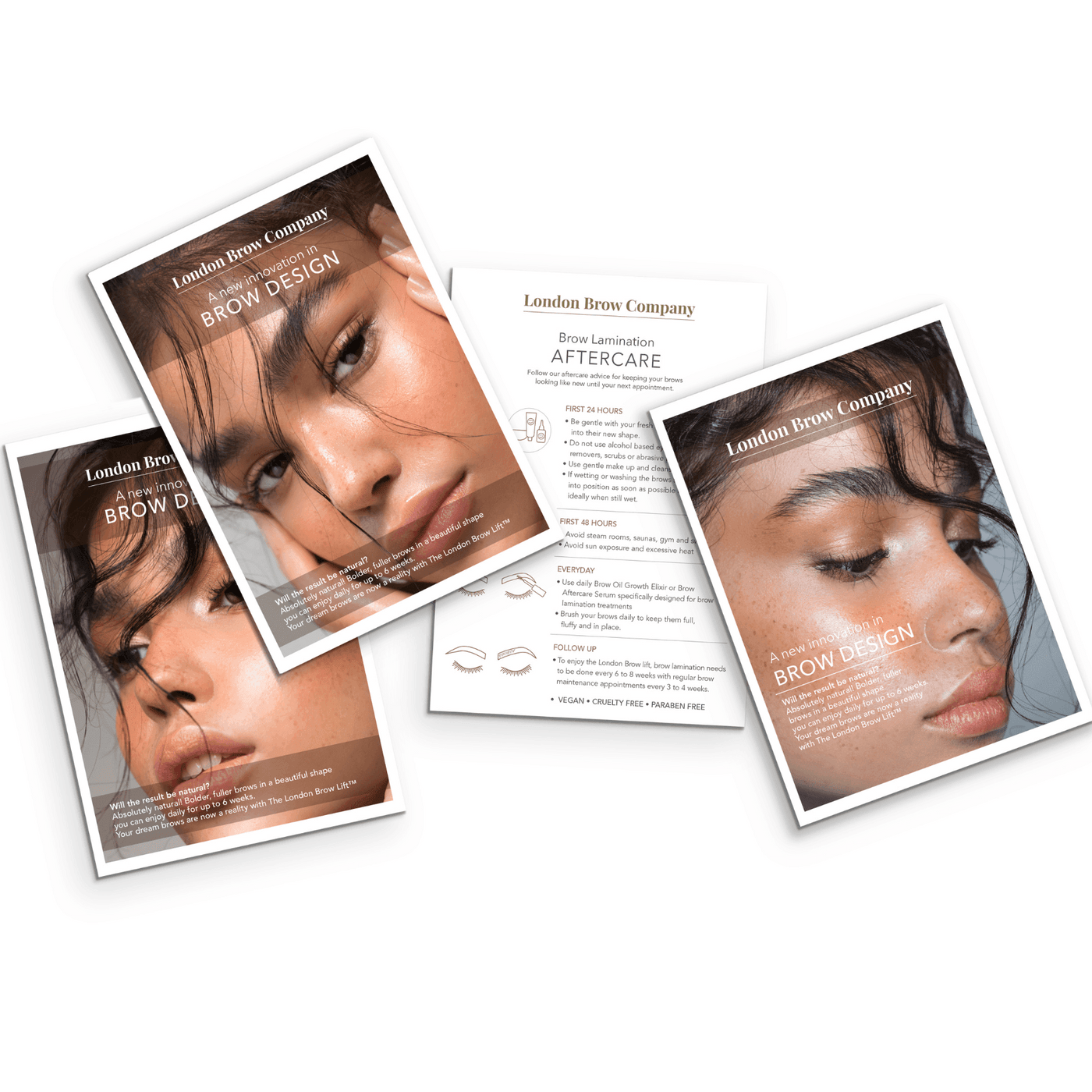 Brow Lamination Marketing Leaflets and Aftercare Cards - The London Brow Company