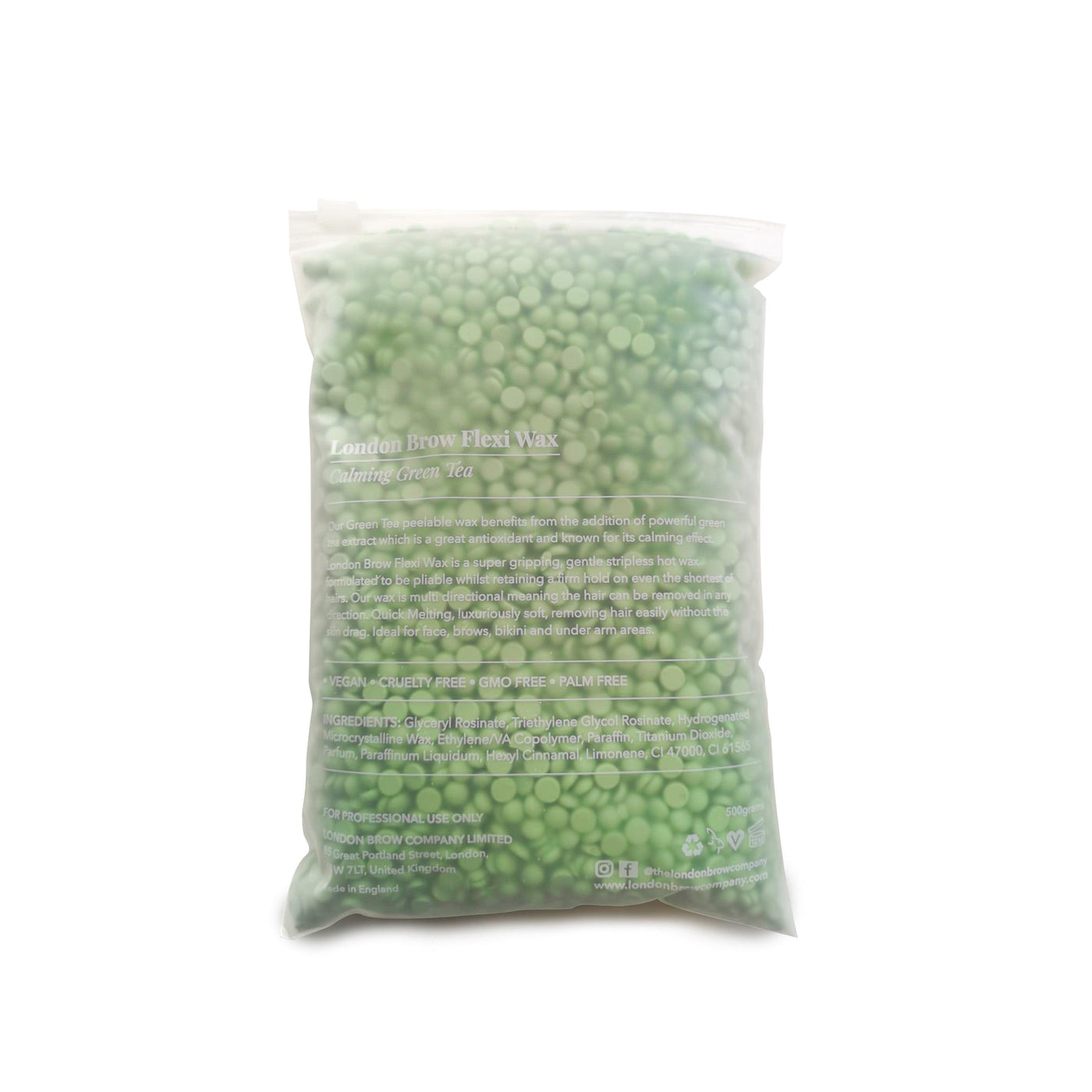 Hot Wax Pellets - Green Tea Flexi Wax 500g - The London Brow Company