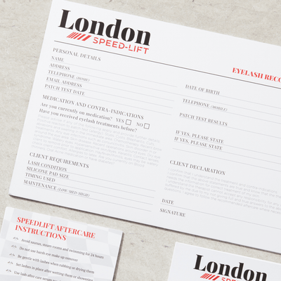 London Speed-Lift Lash Lifting Branded Consultation Cards 20 pack - The London Brow Company